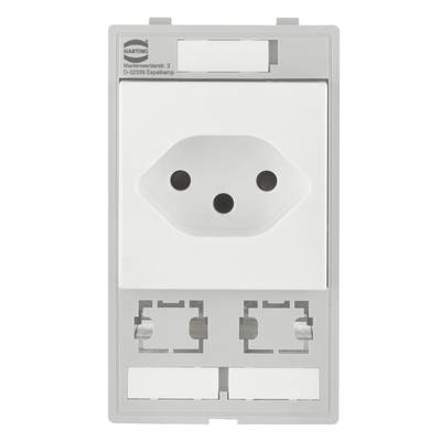 Dugalj és adapter csatlakozók négyzetes alaplapon, felül hárompólusú csatlakozóval, különböző dugvillák típusaihoz alkalmas.