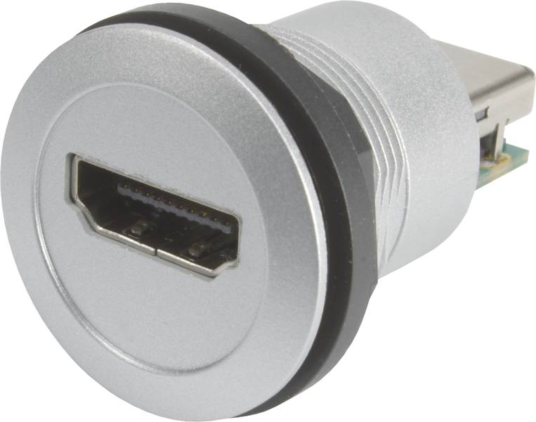 Egy kerek HDMI-adapter ezüst házzal és USB-csatlakozóval, alkalmas egyszerű video- és audiokapcsolatok létrehozására.
