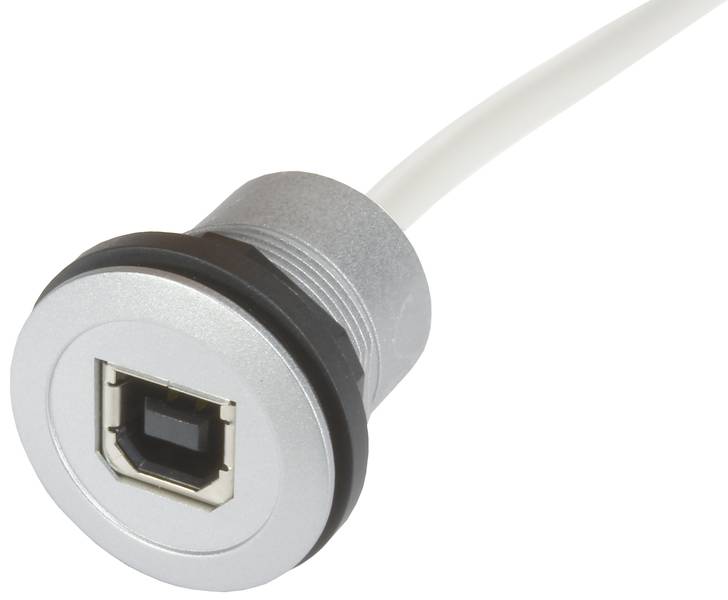 USB-B csatlakozó egy kábelen, amely alkalmas nyomtatók vagy egyéb perifériás eszközök csatlakoztatására.