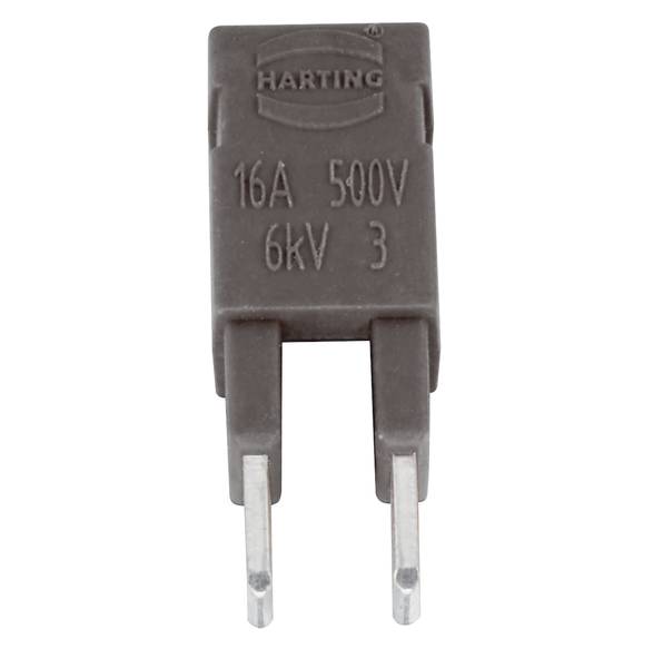 Egy szürke elektromos dugasz Hartingtól, amelyen a '16A 500V 6kV 3' felirat szerepel, 16 amper és 500 volt terhelhetőségre alkalmas.