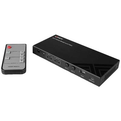 HDMI-mátrix-kapcsoló távirányítóval, 2 bemenettel és 2 kimenettel, több HDMI-forrás két eszközre történő átkapcsolásához.