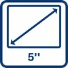 Szimbólum egy téglalappal, amelyen egy nyilakkal jelölt átló látható. Alatta '5"' jelzi a 5 hüvelykes képátlót.