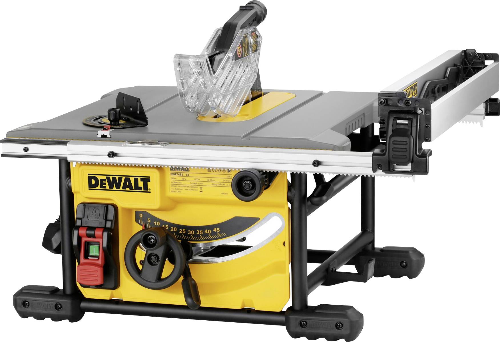 DEWALT DeWALT DWE7485, 5800 RPM, 4,5 cm, 6,5 cm, 62,2 cm, Schwarz, Grau, Gelb, 1850 W Asztali körfűrész 30 mm