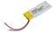 Lítium-polimer akkumulátor piros és fekete kábellel. Kapacitás: 65 mAh, feszültség: 3,8 V. Alkalmas elektronikai kisberendezésekhez.