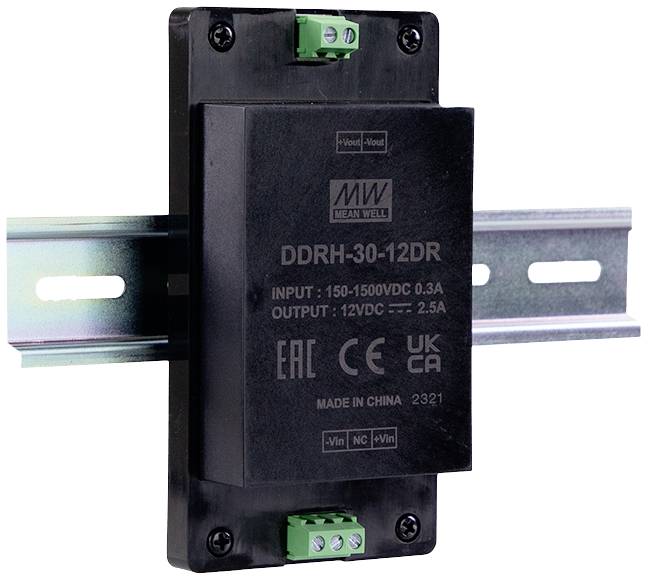 MEAN WELL DDRH-30-15DR Kalapsínes DC/DC feszültségváltó (DIN-Rail) 15 V/DC Kimenetek száma:1 x Tartalom, tartalmi egységek rendelésenként 1 db