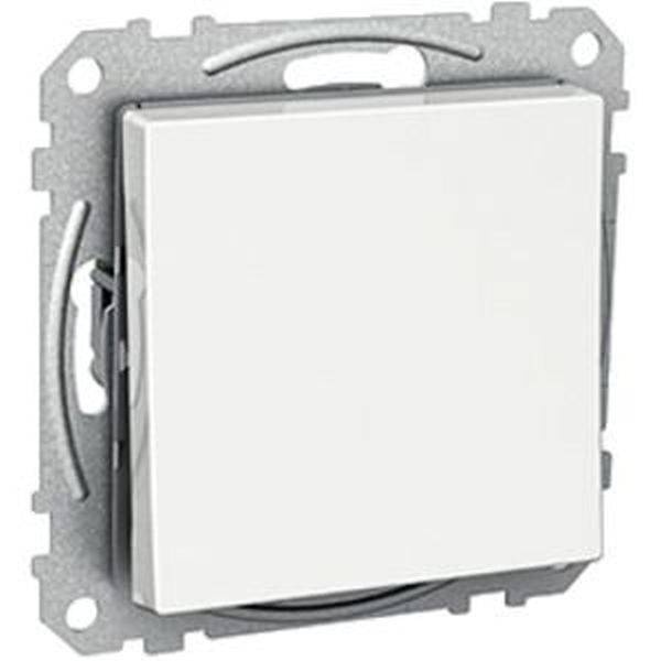 Süllyesztett villanykapcsoló fehér, négyzet alakú kerettel, beltéri használatra alkalmas. Fémtartóra szerelve, falba süllyeszthető kivitelben.