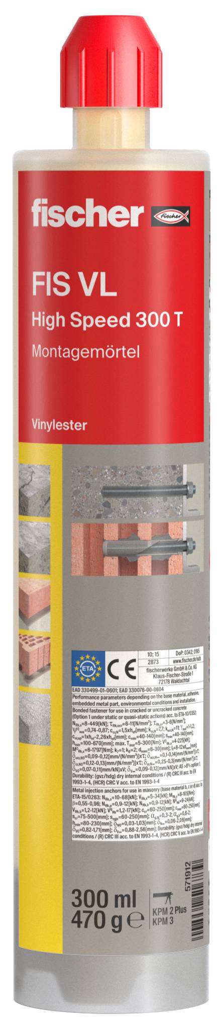 Fischer FIS VL 300 T HIGH SPEED Injekciós habarcs 300 ml