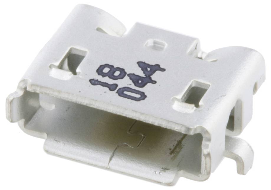 Egy kis, ezüstszínű elektronikus alkatrész csatlakozókkal és az „OA" felirattal nyomtatva, valószínűleg egy USB port egy eszközhöz való csatlakoztatáshoz.