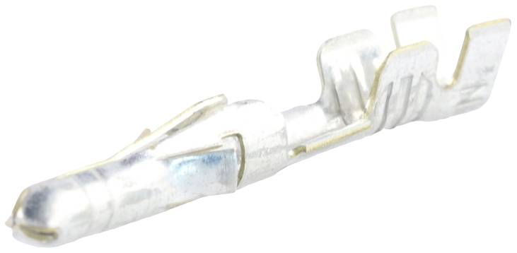 Egy fémcsatlakozó ívelt klipszekkel elektromos csatlakozásokhoz.