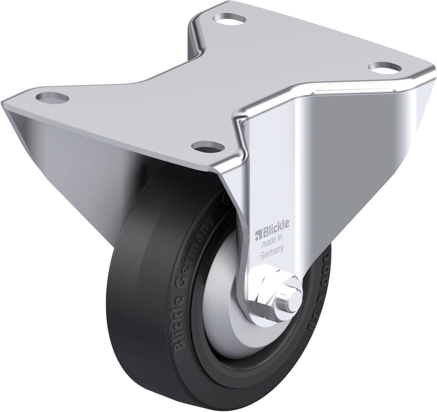 Blickle 851395 BK-POEV 100XR-3-FA Acéllemez rögzített görgő KerékØ: 100 mm Teherbírás (max.): 200 kg 1 db