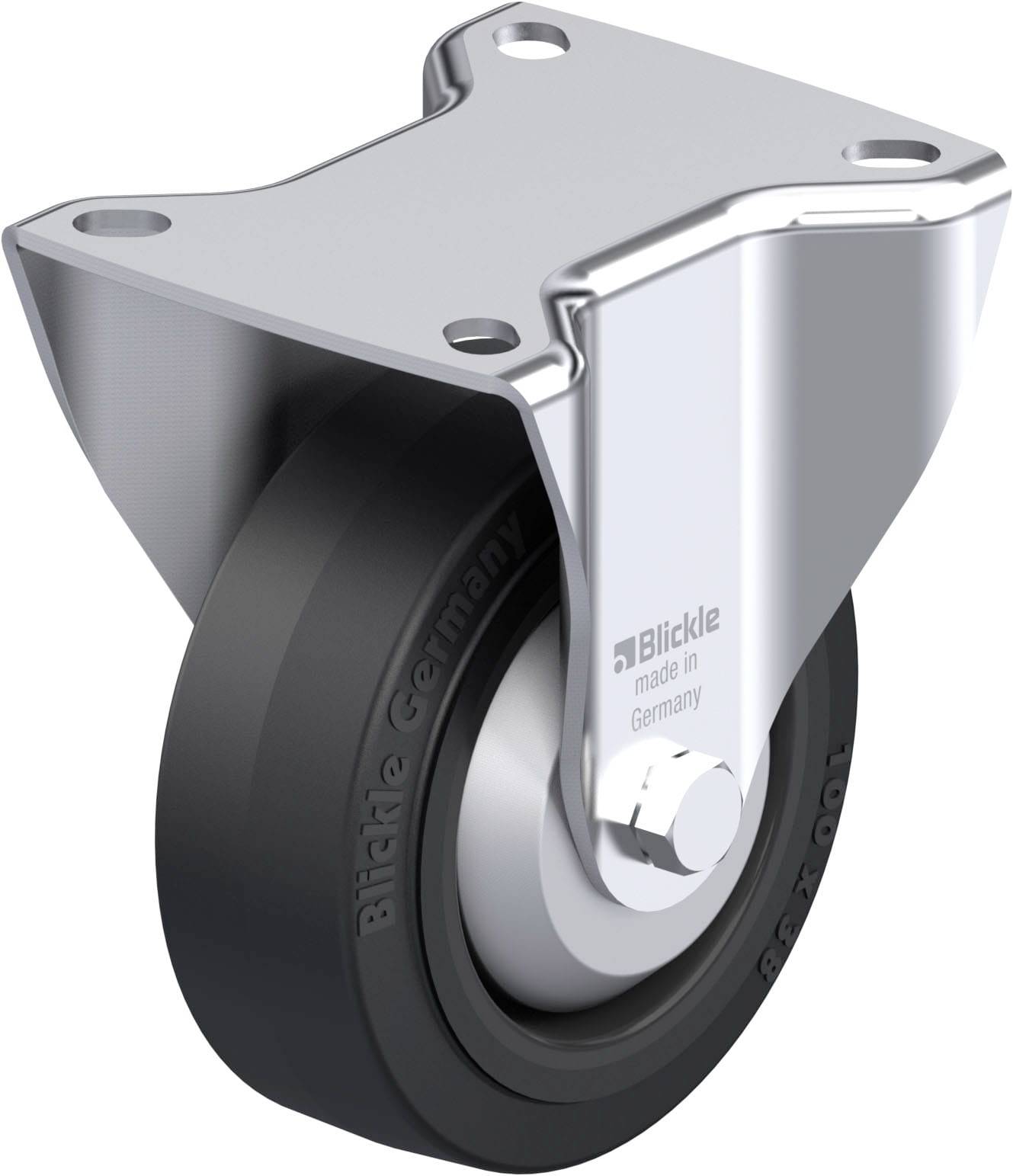 Blickle 850378 B-POEV 100XR-FA Acéllemez rögzített görgő KerékØ: 100 mm Teherbírás (max.): 200 kg 1 db