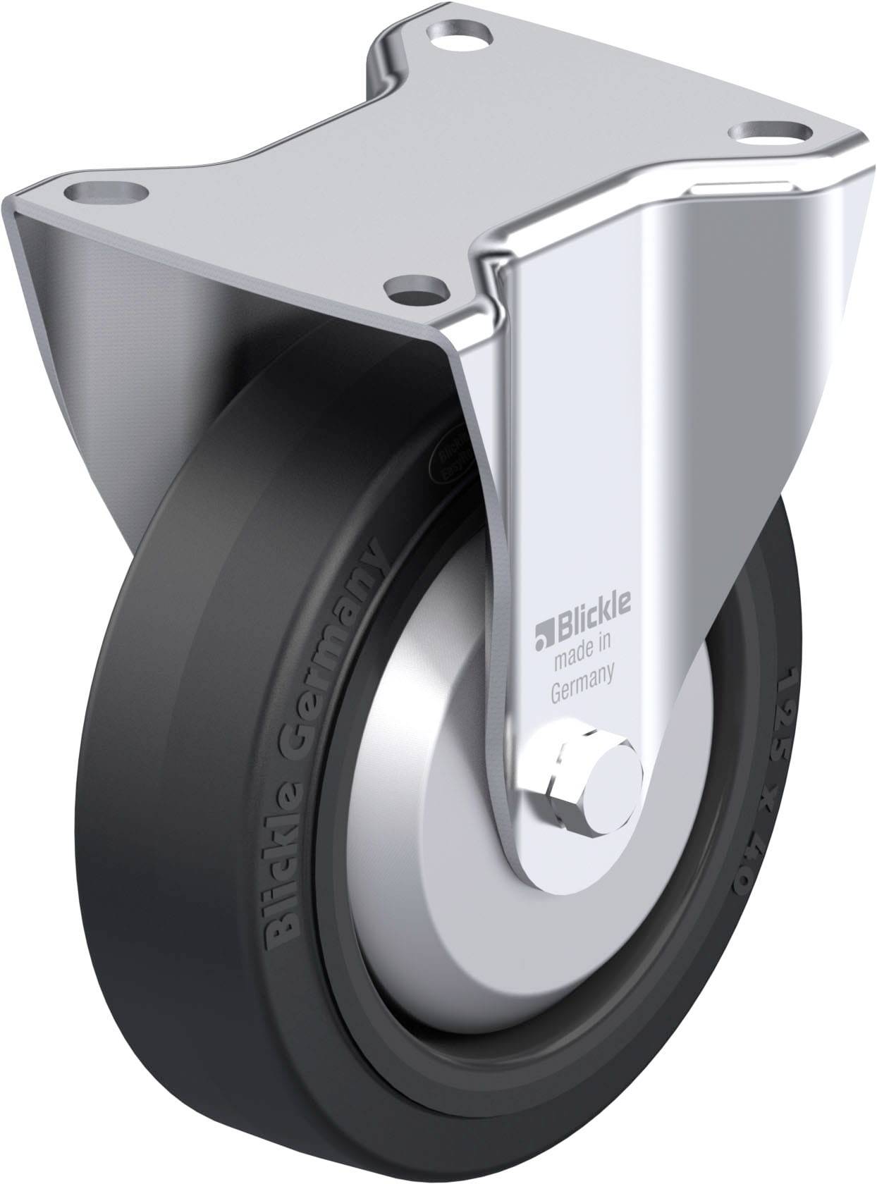 Blickle 850387 B-POEV 125XR-FA Acéllemez rögzített görgő KerékØ: 125 mm Teherbírás (max.): 250 kg 1 db