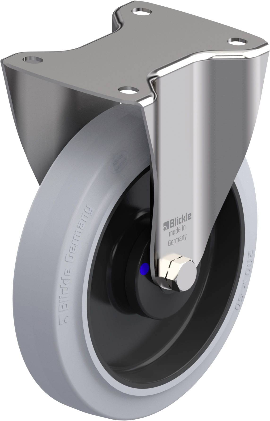 Blickle 744483 BX-POEV 200XKA-SG-GKN Rozsdamentes acél rögzített görgő KerékØ: 200 mm Teherbírás (max.): 400 kg 1 db