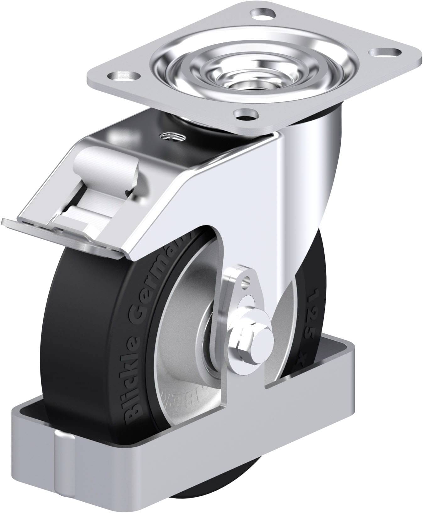 Blickle 905404 L-ALEV 125K-FI-FS Acéllemez forgógörgő KerékØ: 125 mm Teherbírás (max.): 250 kg 1 db