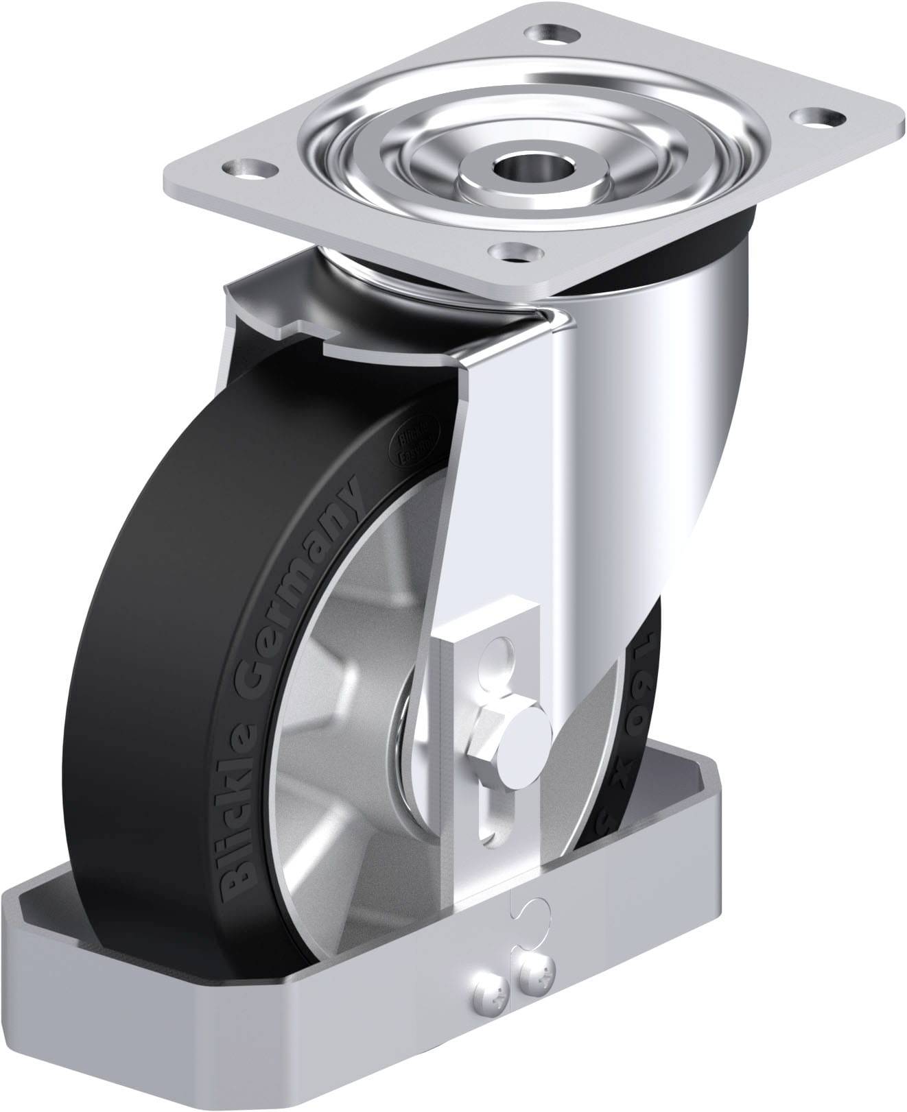 Blickle 938518 L-ALEV 160K-FS Acéllemez forgógörgő KerékØ: 160 mm Teherbírás (max.): 400 kg 1 db