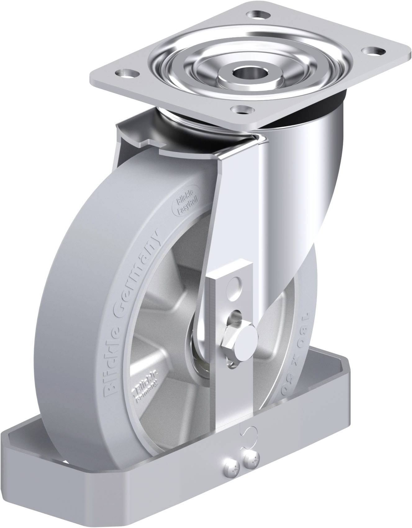 Blickle 925847 L-ALEV 180K-SG-FS Acéllemez forgógörgő KerékØ: 180 mm Teherbírás (max.): 400 kg 1 db