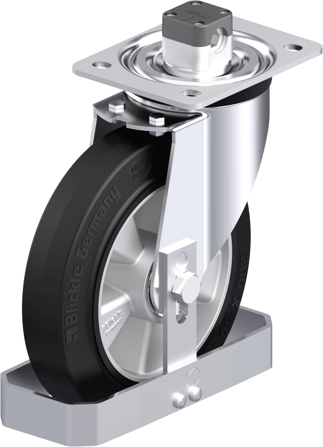 Blickle 938533 L-ALEV 200K-CS11-FS Acéllemez forgógörgő KerékØ: 200 mm Teherbírás (max.): 400 kg 1 db