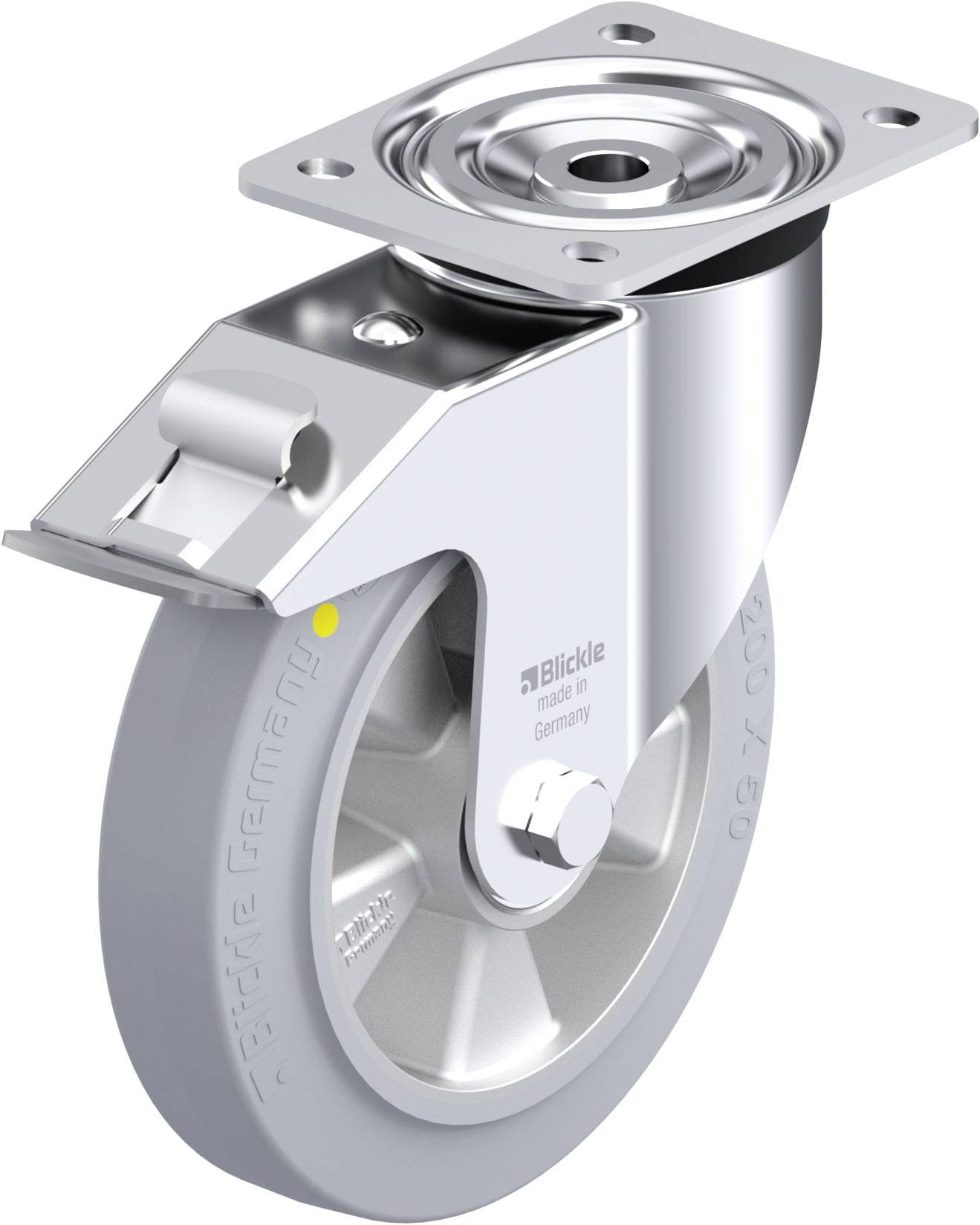 Blickle 913744 L-ALEV 200K-FI-SG-AS Acéllemez forgógörgő KerékØ: 200 mm Teherbírás (max.): 400 kg 1 db