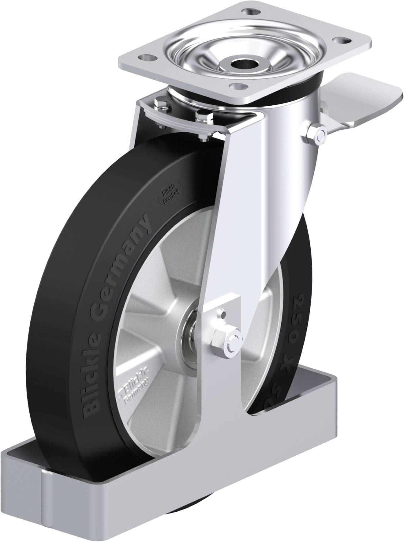 Blickle 880493 L-ALEV 250K-3-ST-FS Acéllemez forgógörgő KerékØ: 250 mm Teherbírás (max.): 500 kg 1 db