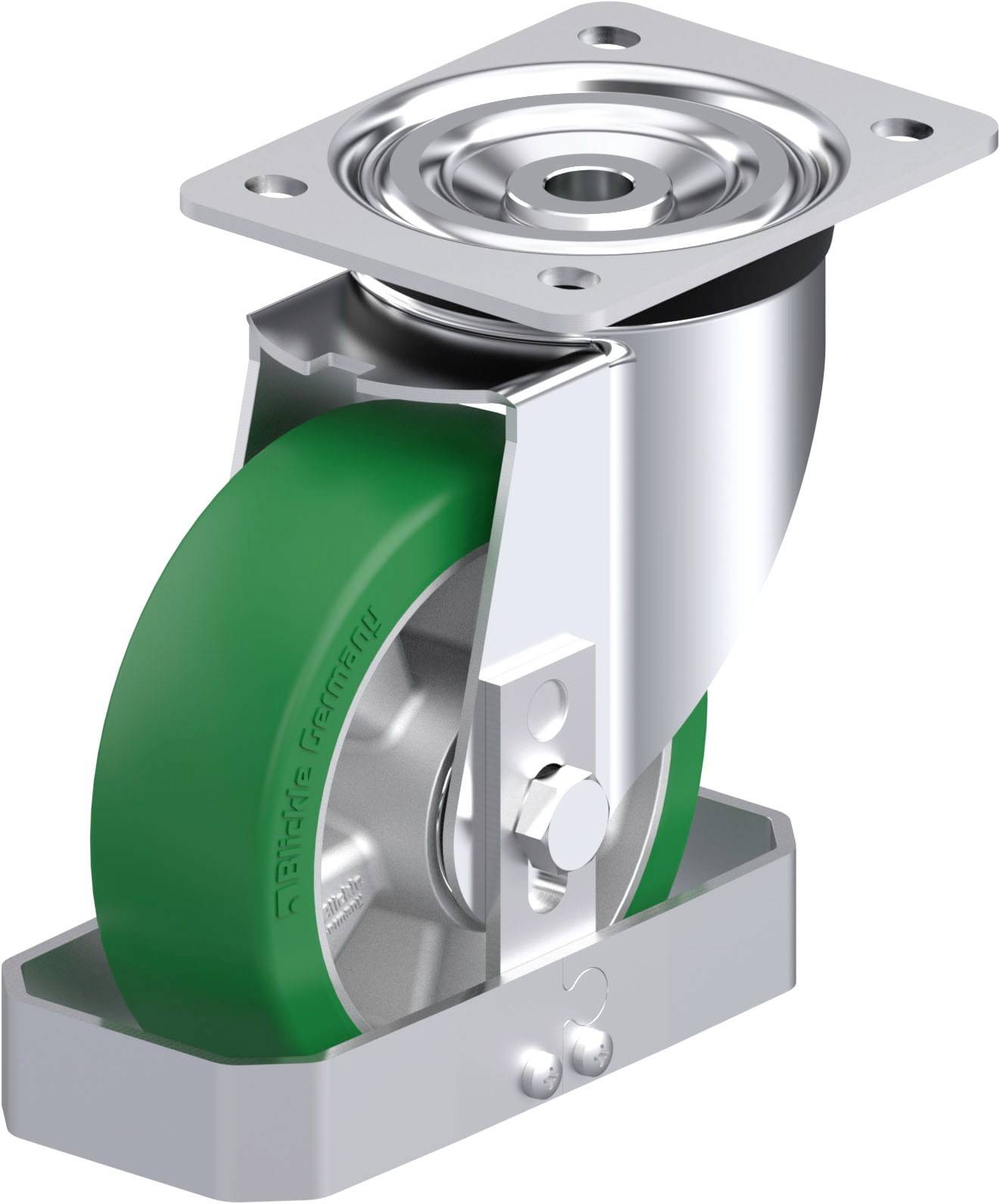 Blickle 907886 L-ALST 150K-FS Acéllemez forgógörgő KerékØ: 150 mm Teherbírás (max.): 400 kg 1 db