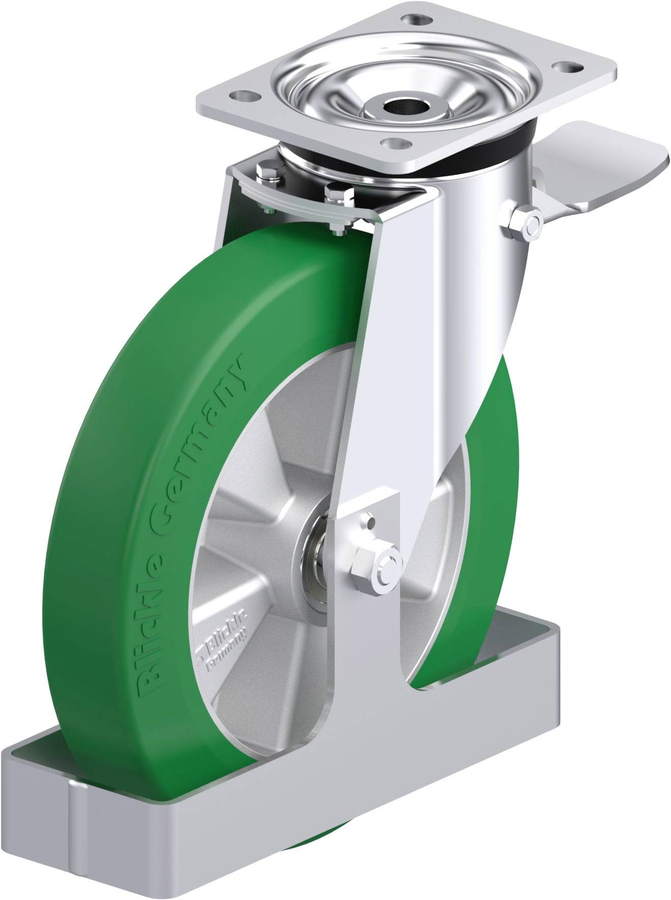 Blickle 884499 L-ALST 250K-3-ST-FS Acéllemez forgógörgő KerékØ: 250 mm Teherbírás (max.): 500 kg 1 db