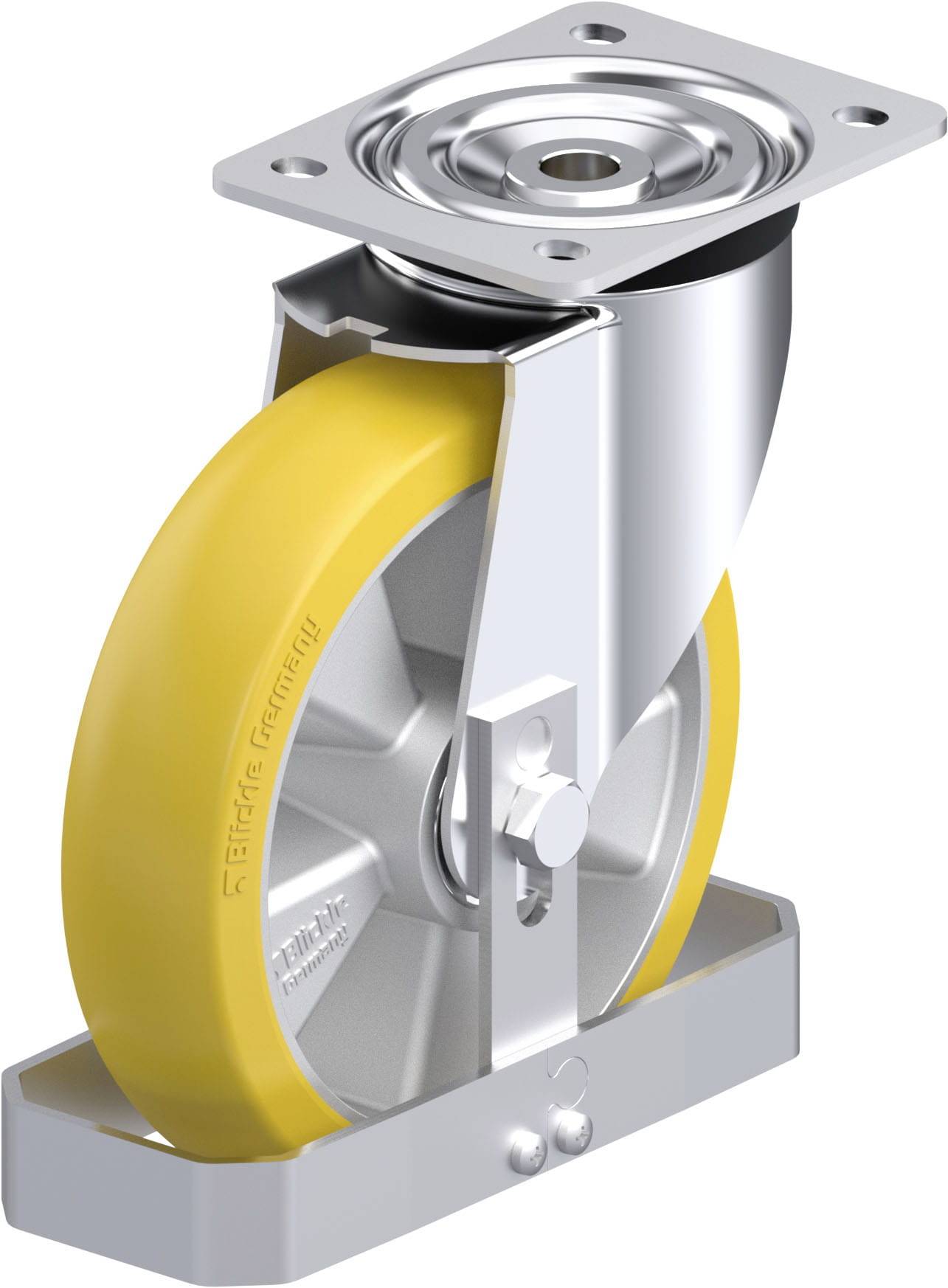 Blickle 908060 L-ALTH 200K-CO-FS Acéllemez forgógörgő KerékØ: 200 mm Teherbírás (max.): 400 kg 1 db