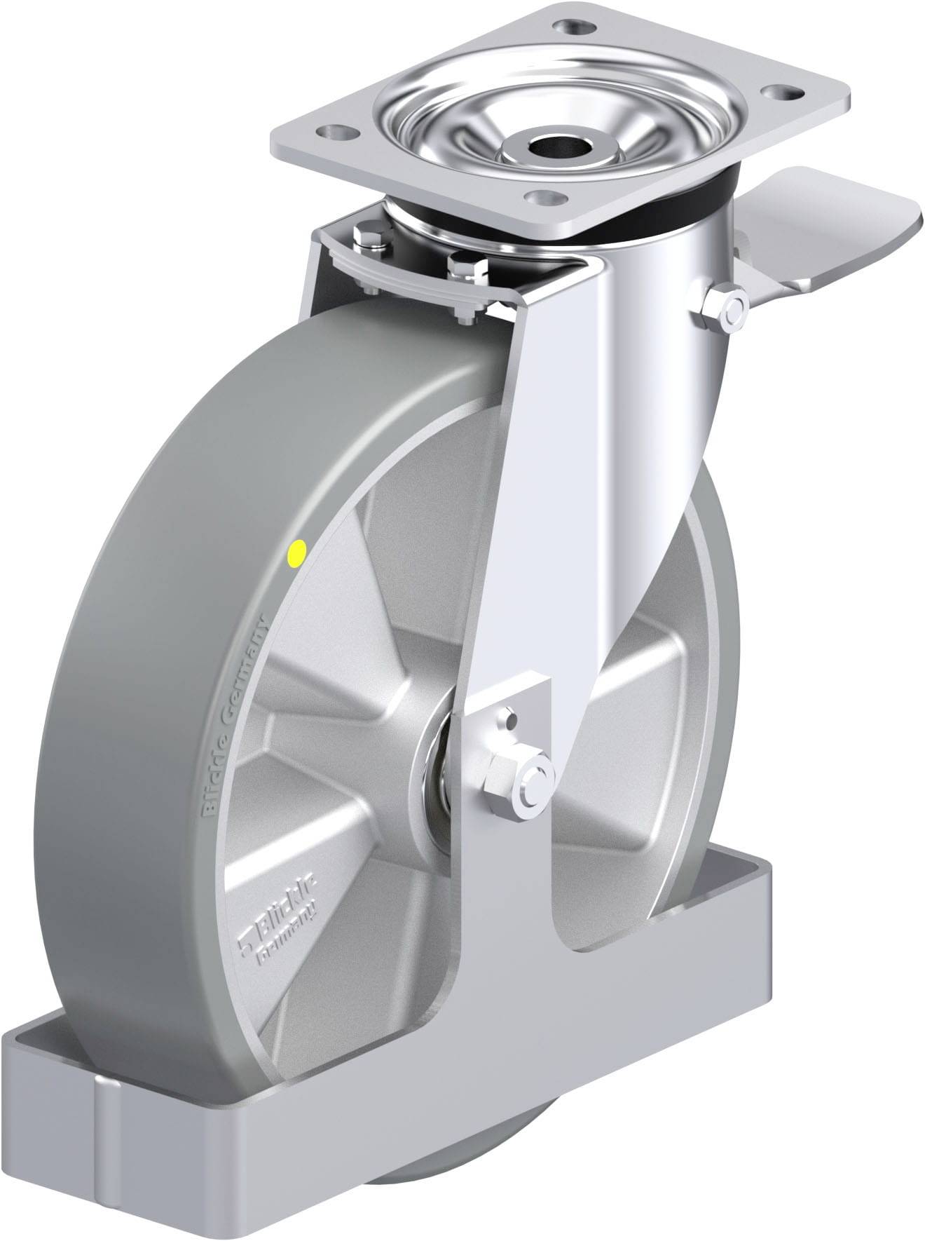 Blickle 939350 L-ALTH 250K-3-ST-AS-FS Acéllemez forgógörgő KerékØ: 250 mm Teherbírás (max.): 600 kg 1 db