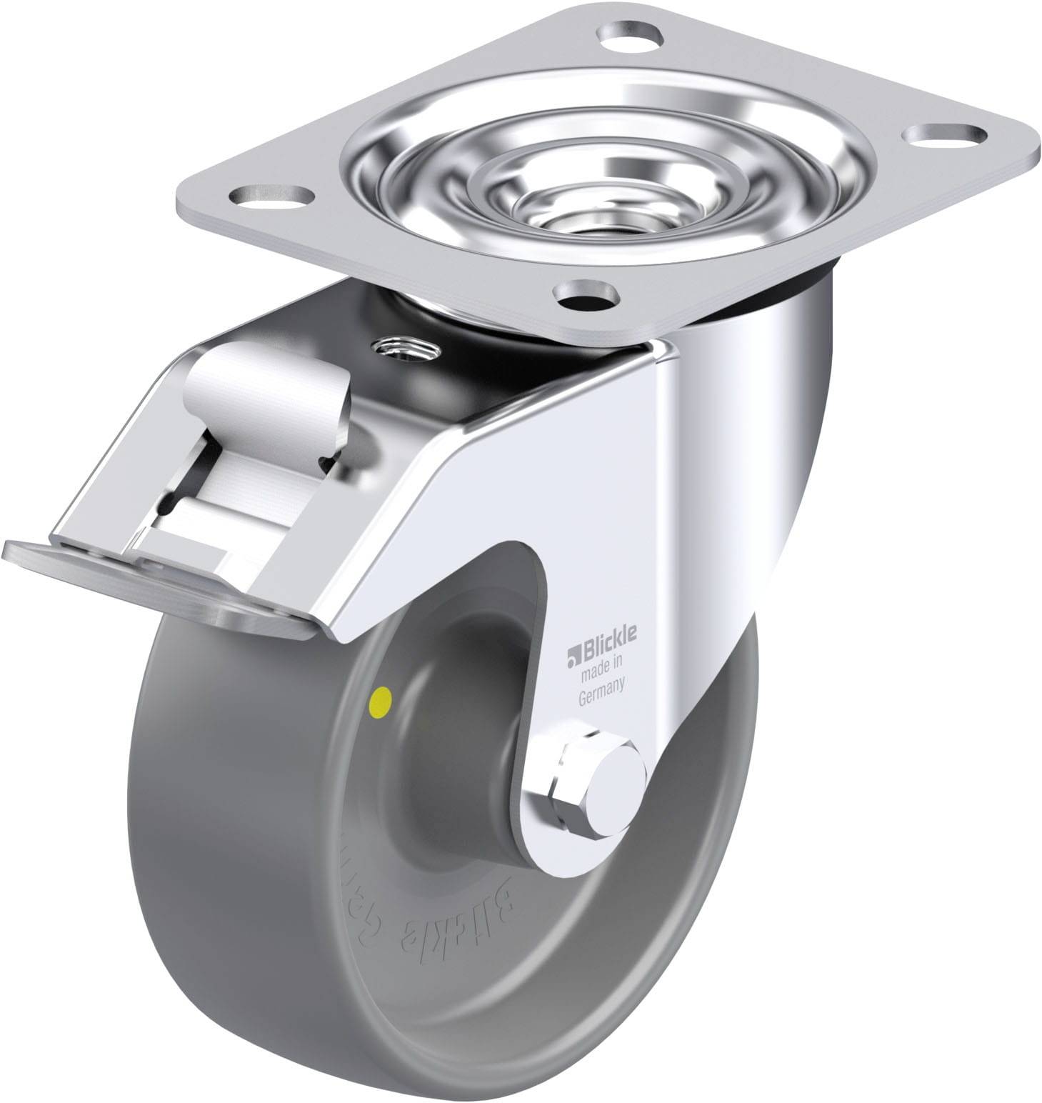 Blickle 744771 LE-PO 100G-FI-ELS Acéllemez forgógörgő KerékØ: 100 mm Teherbírás (max.): 150 kg 1 db