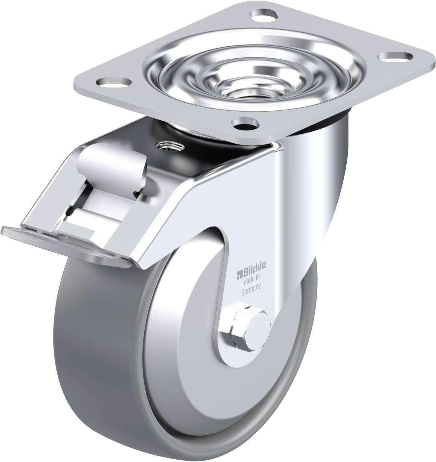 Blickle 946626 LE-PO 100G-FI-ELS-FA Acéllemez forgógörgő KerékØ: 100 mm Teherbírás (max.): 150 kg 1 db