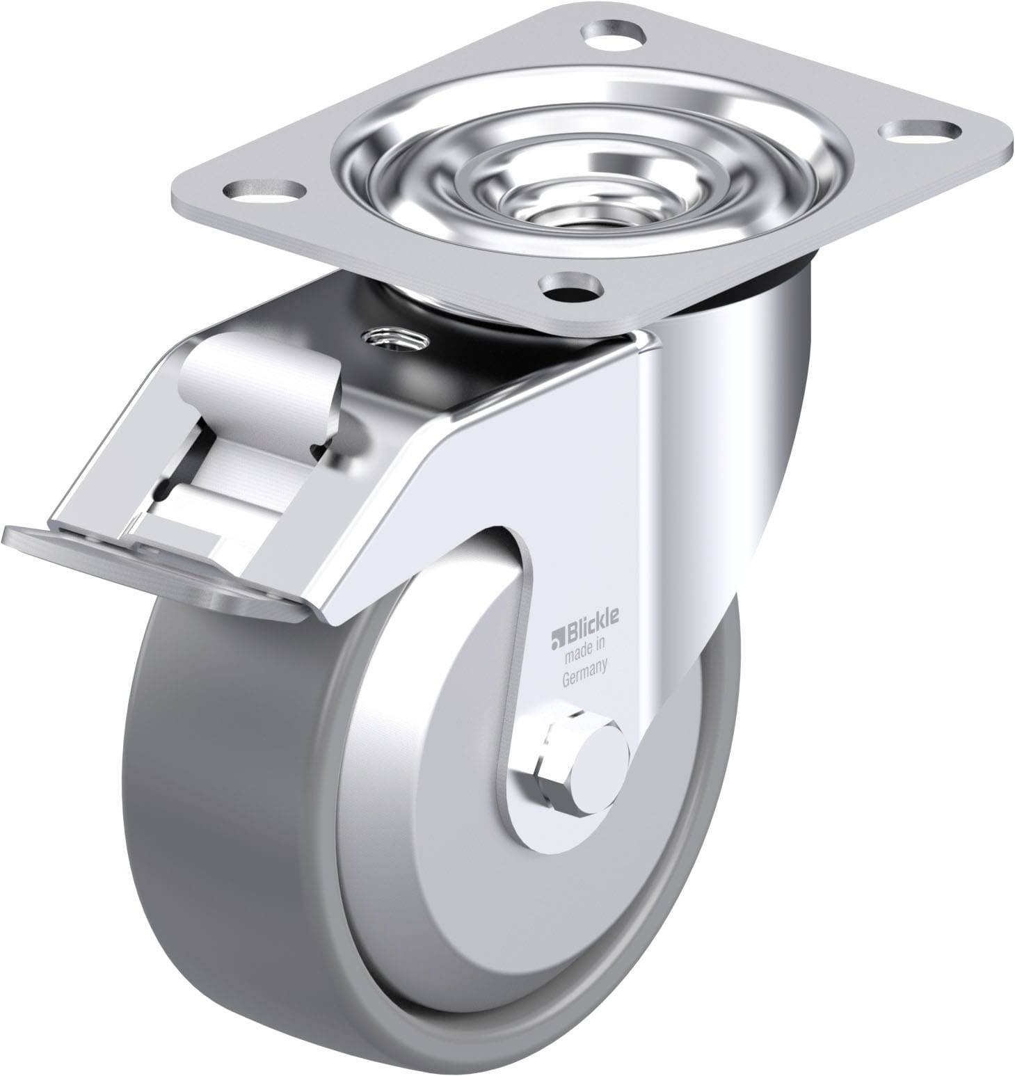 Blickle 946628 LE-PO 100KA-FI-ELS-FA Acéllemez forgógörgő KerékØ: 100 mm Teherbírás (max.): 150 kg 1 db
