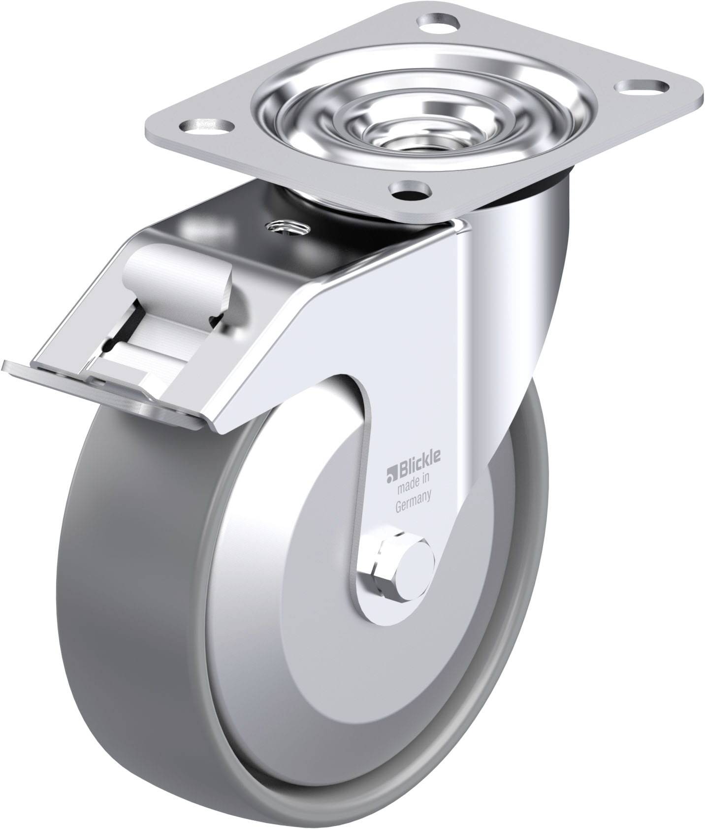 Blickle 946630 LE-PO 125G-FI-ELS-FA Acéllemez forgógörgő KerékØ: 125 mm Teherbírás (max.): 150 kg 1 db
