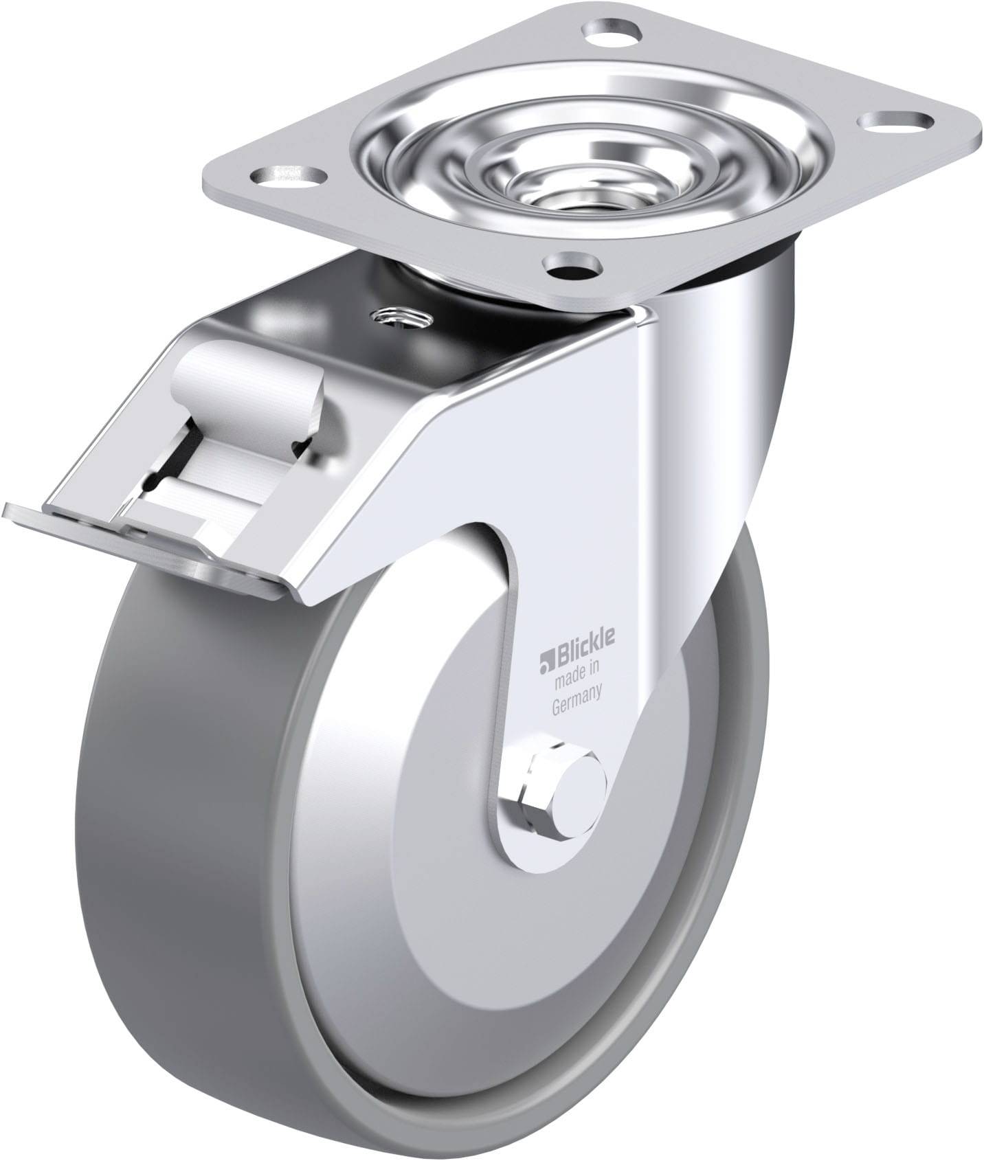 Blickle 946632 LE-PO 125KA-FI-ELS-FA Acéllemez forgógörgő KerékØ: 125 mm Teherbírás (max.): 150 kg 1 db