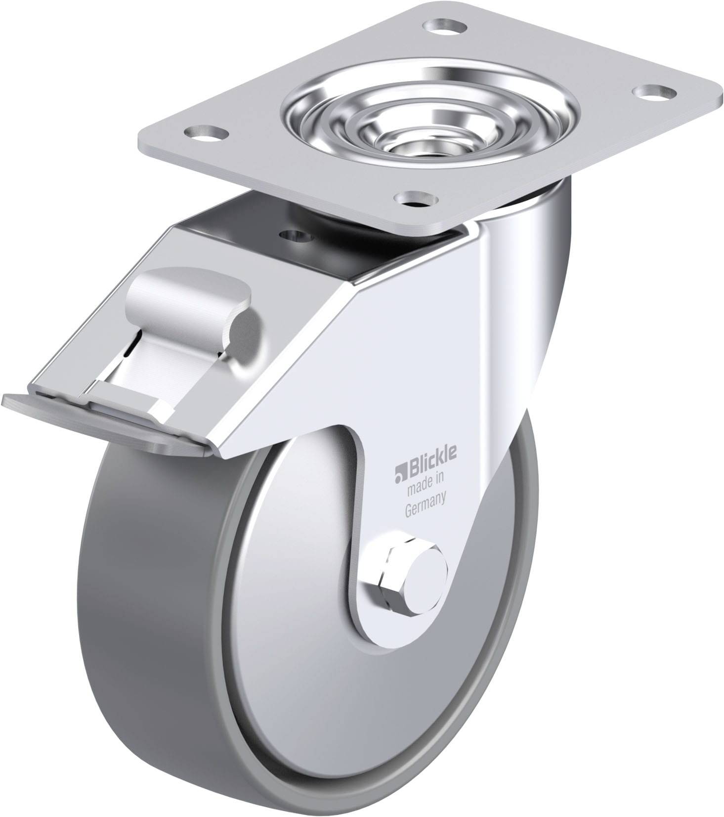 Blickle 946634 LE-PO 150G-FI-ELS-FA Acéllemez forgógörgő KerékØ: 150 mm Teherbírás (max.): 300 kg 1 db