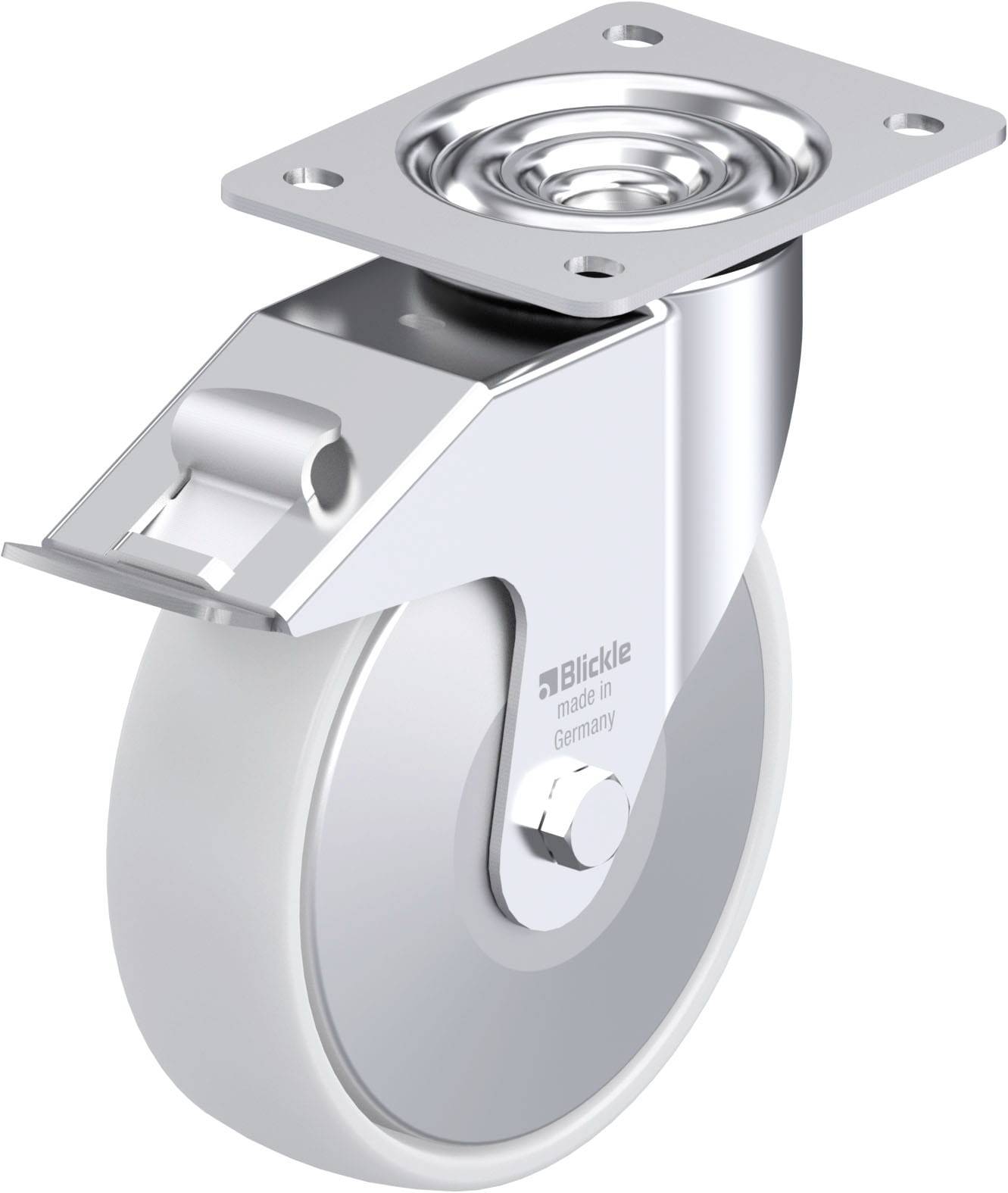 Blickle 749577 LE-PO 175G-FI-FA Acéllemez forgógörgő KerékØ: 175 mm Teherbírás (max.): 300 kg 1 db