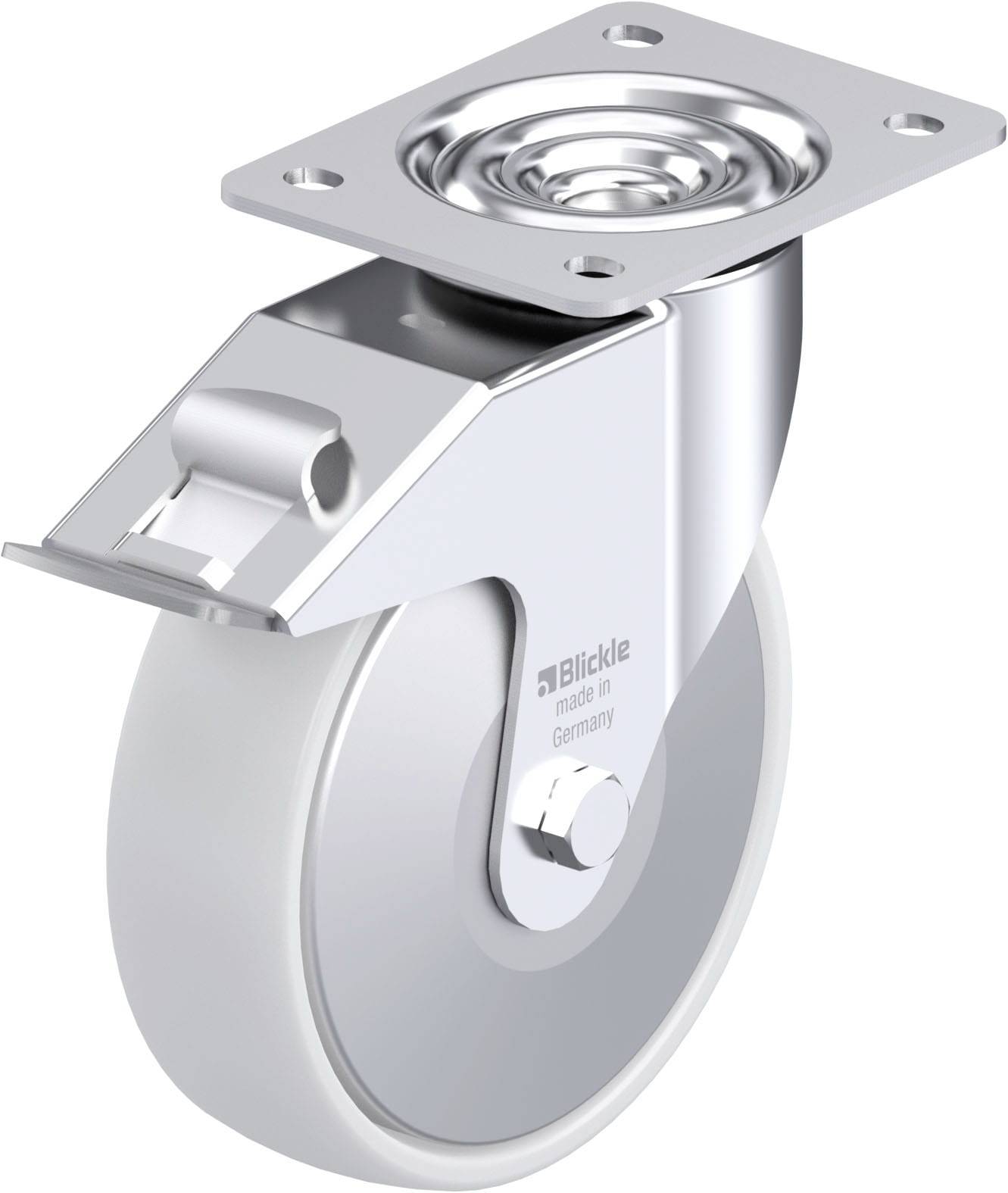 Blickle 749580 LE-PO 175R-FI-FA Acéllemez forgógörgő KerékØ: 175 mm Teherbírás (max.): 300 kg 1 db