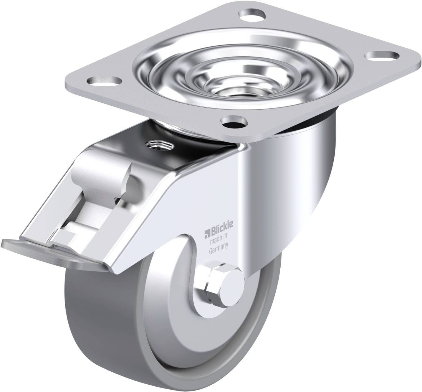 Blickle 946645 LE-PO 80KA-FI-ELS-FA Acéllemez forgógörgő KerékØ: 80 mm Teherbírás (max.): 150 kg 1 db