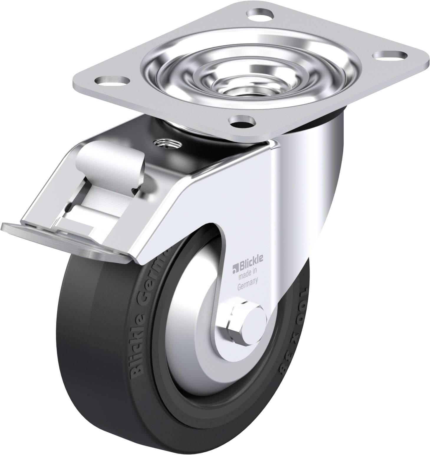 Blickle 749589 LE-POEV 100KAD-FI-FA Acéllemez forgógörgő KerékØ: 100 mm Teherbírás (max.): 150 kg 1 db
