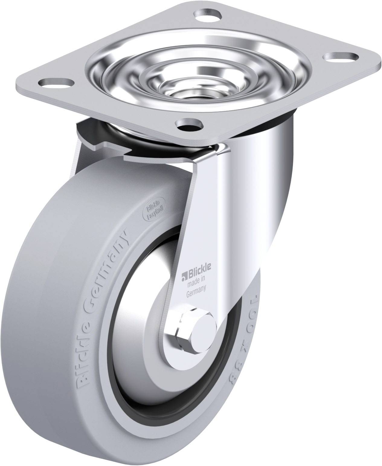 Blickle 850108 LE-POEV 100XR-SG-FA Acéllemez forgógörgő KerékØ: 100 mm Teherbírás (max.): 150 kg 1 db