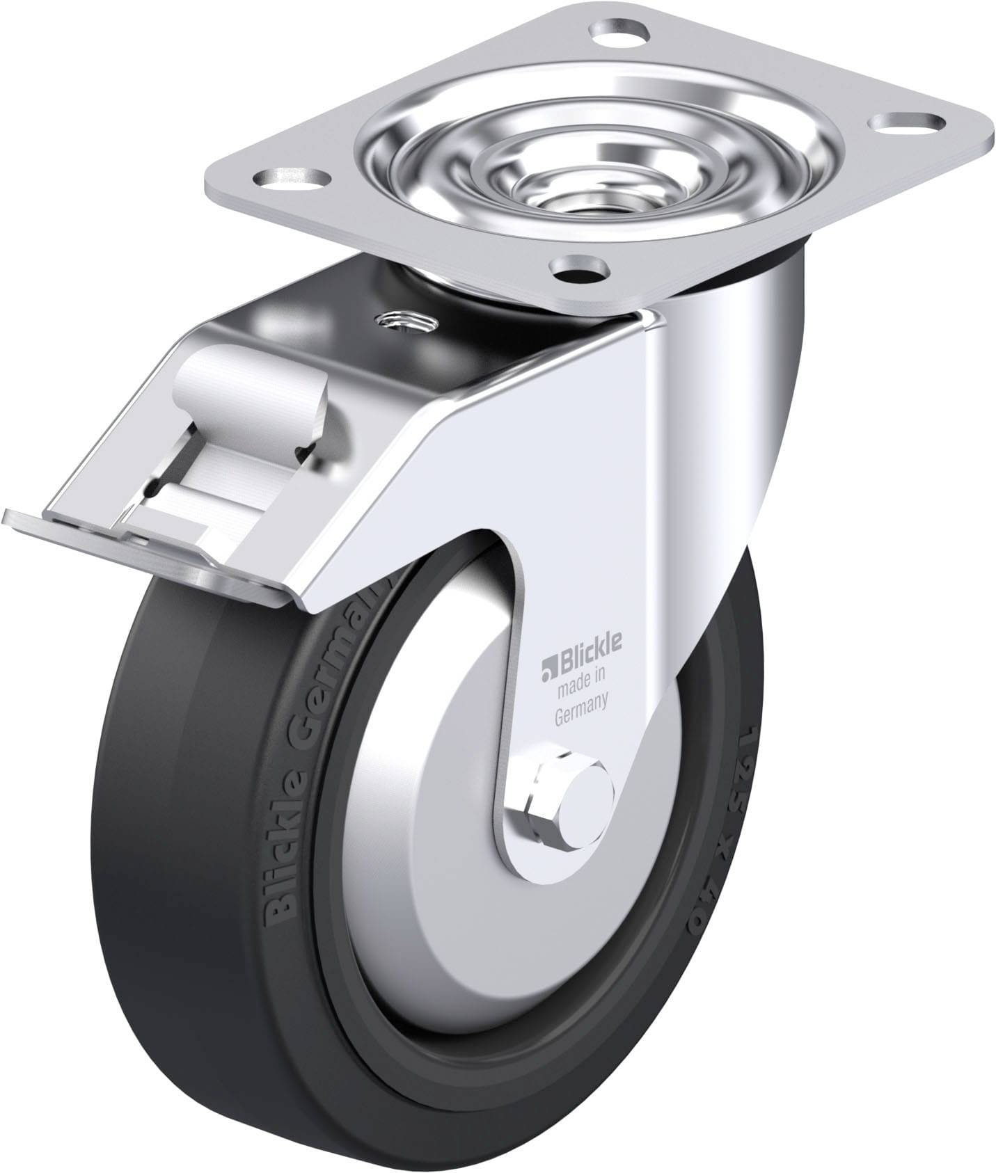Blickle 749600 LE-POEV 125KAD-FI-FA Acéllemez forgógörgő KerékØ: 125 mm Teherbírás (max.): 150 kg 1 db