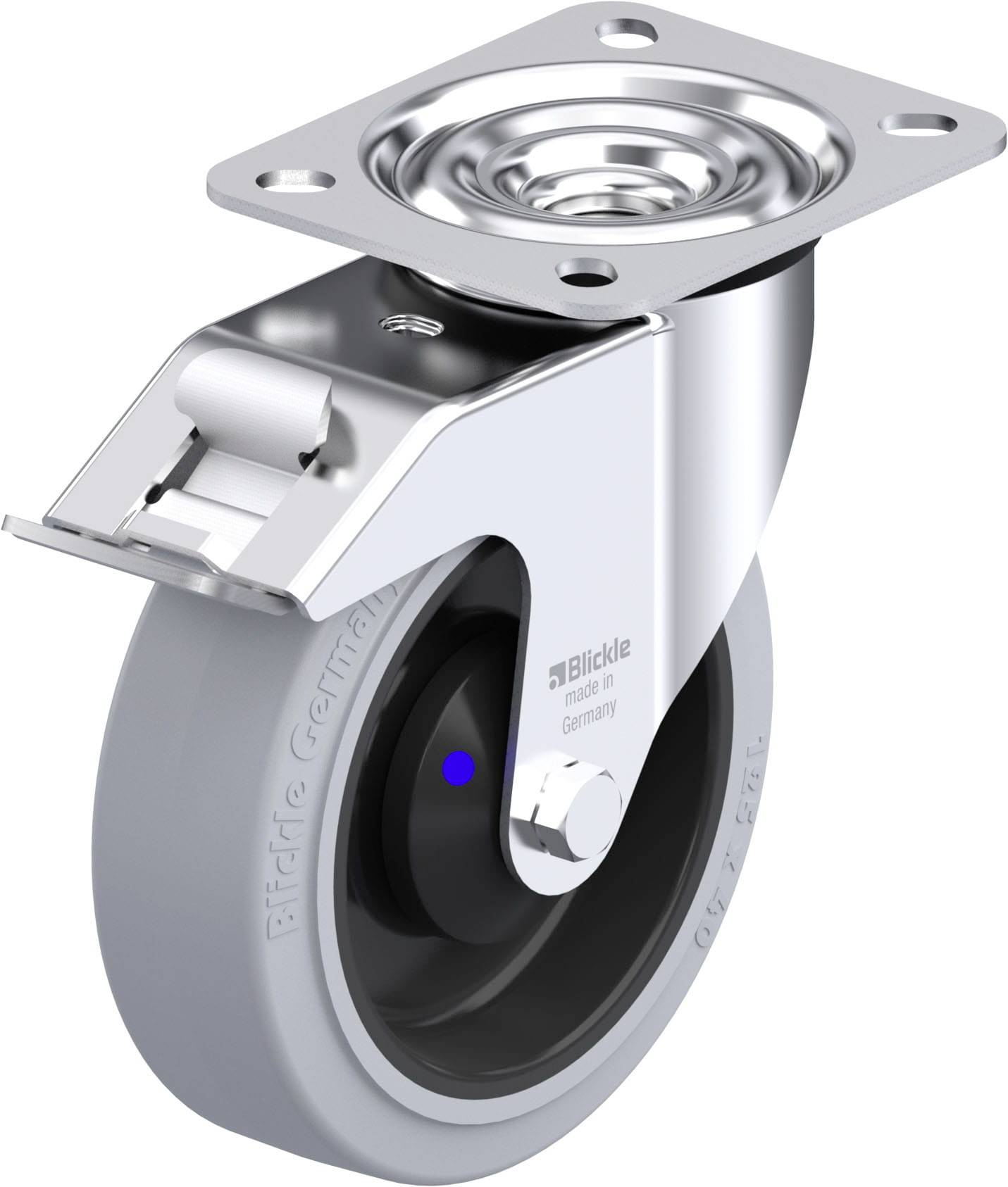 Blickle 945686 LE-POEV 125XKA-FI-SG Acéllemez forgógörgő KerékØ: 125 mm Teherbírás (max.): 150 kg 1 db