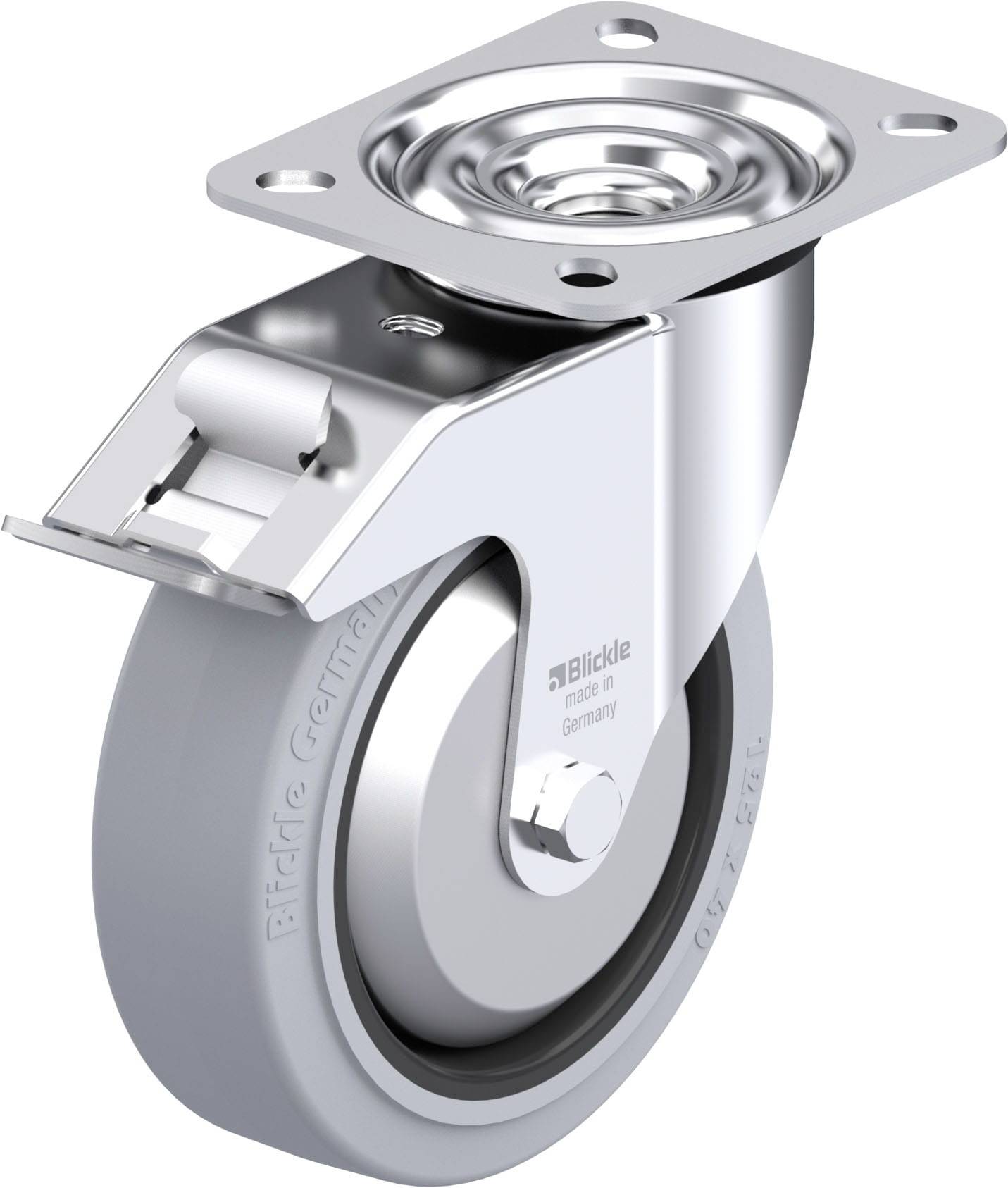 Blickle 850121 LE-POEV 125XR-FI-SG-FA Acéllemez forgógörgő KerékØ: 125 mm Teherbírás (max.): 150 kg 1 db