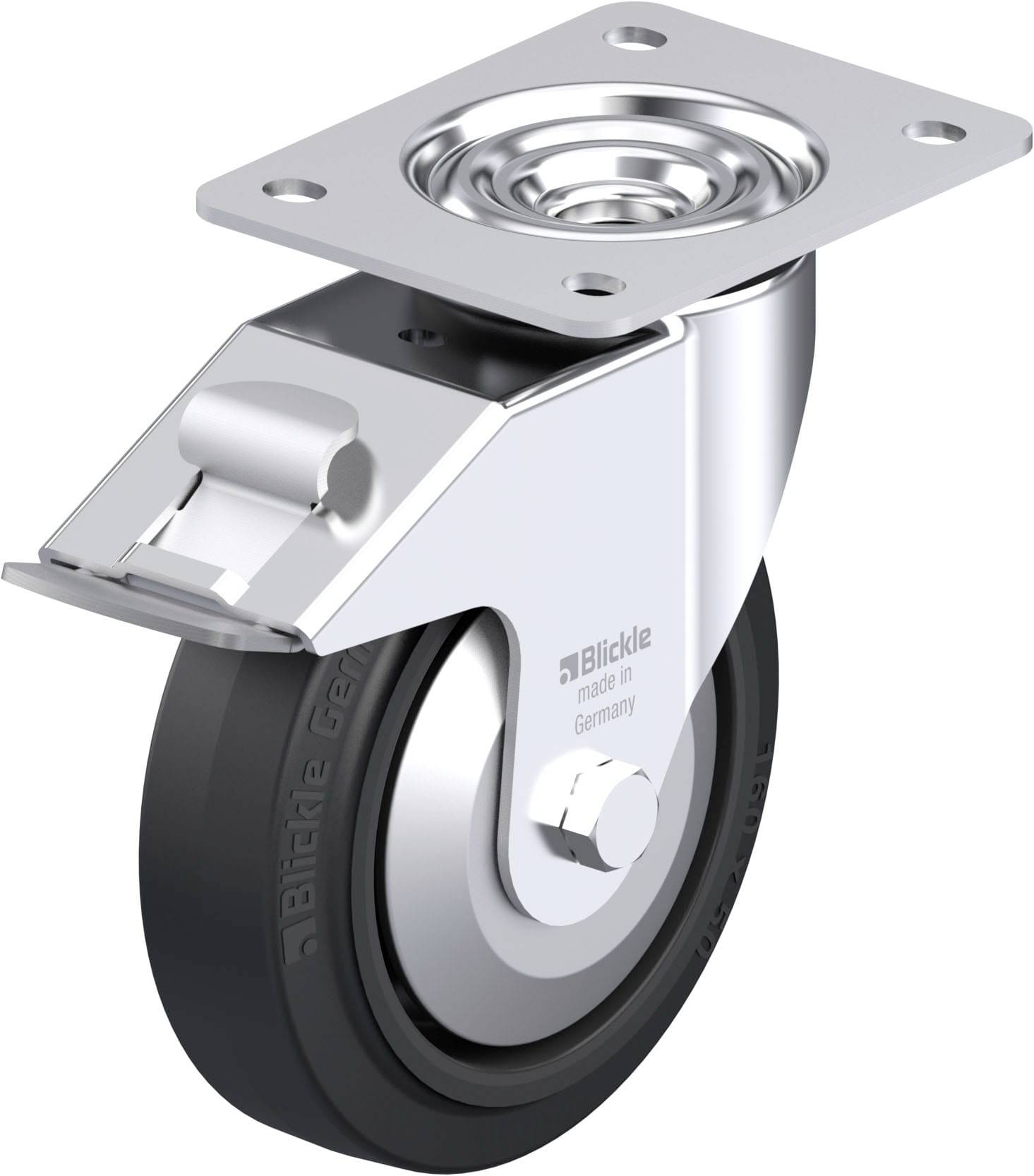 Blickle 749616 LE-POEV 160KAD-FI-FA Acéllemez forgógörgő KerékØ: 160 mm Teherbírás (max.): 300 kg 1 db