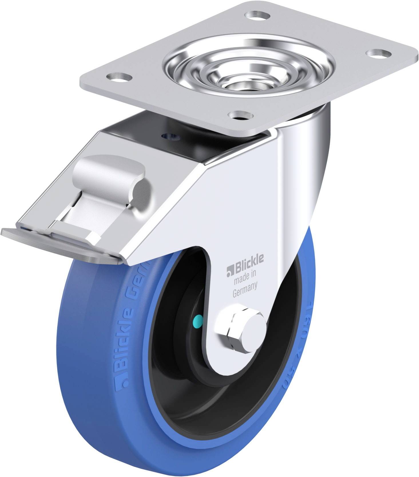 Blickle 749617 LE-POEV 160KAD-FI-SB Acéllemez forgógörgő KerékØ: 160 mm Teherbírás (max.): 300 kg 1 db