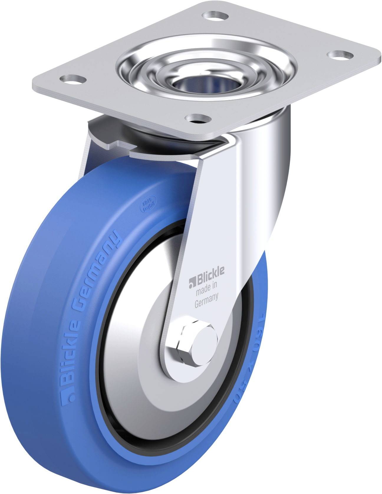 Blickle 749621 LE-POEV 160KAD-SB-FA Acéllemez forgógörgő KerékØ: 160 mm Teherbírás (max.): 300 kg 1 db