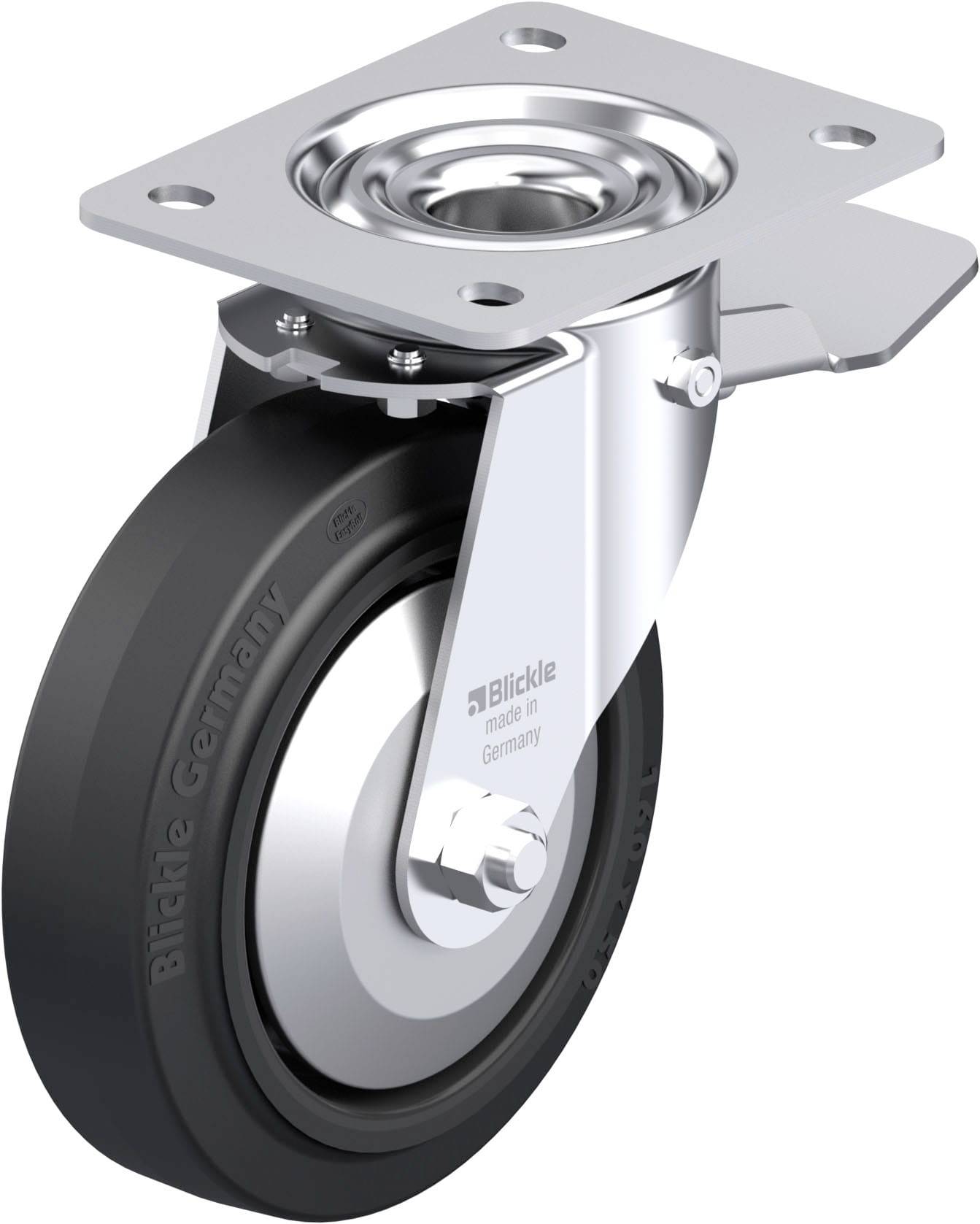 Blickle 850165 LE-POEV 160XR-ST-FA Acéllemez forgógörgő KerékØ: 160 mm Teherbírás (max.): 300 kg 1 db