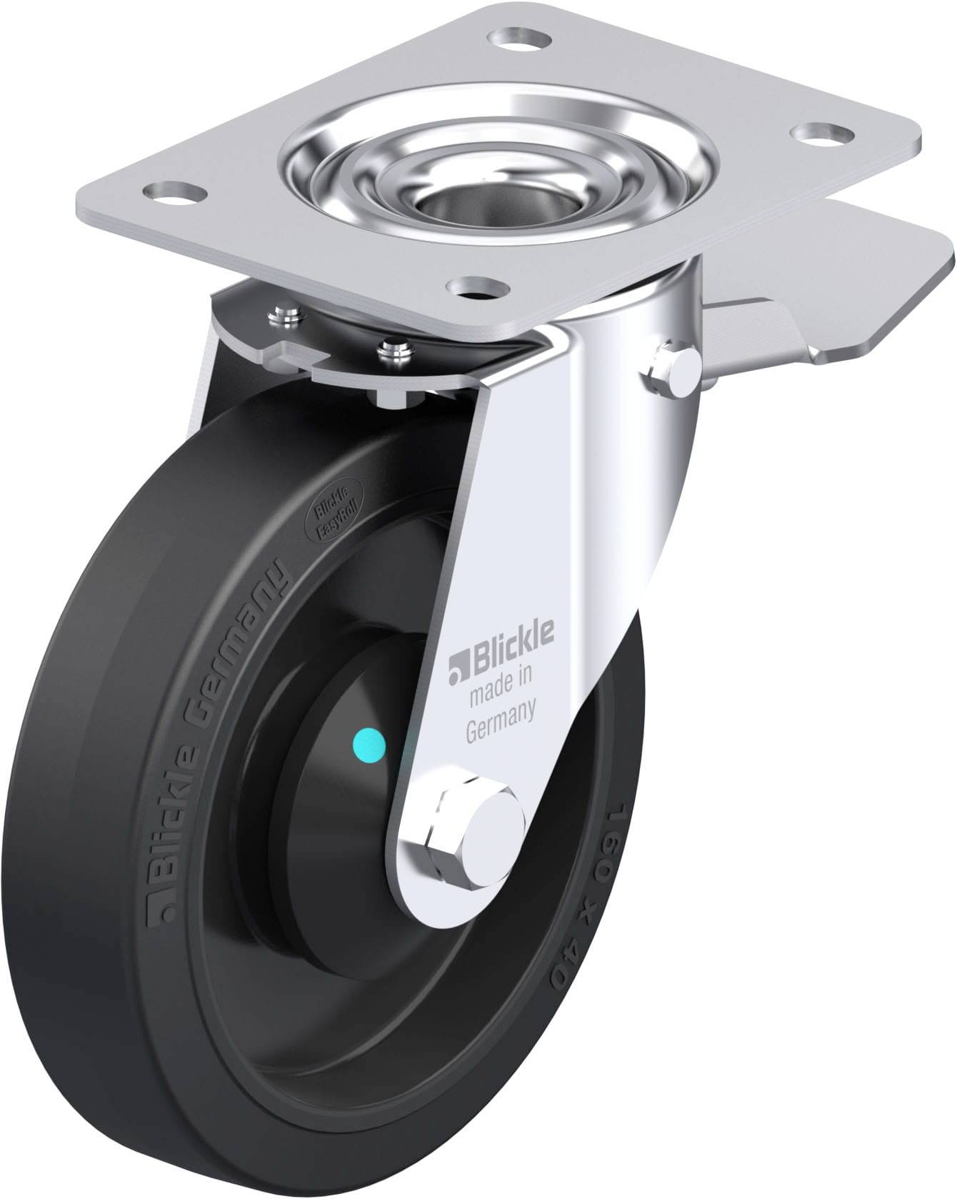 Blickle 850143 LE-POEV 161KAD-ST Acéllemez forgógörgő KerékØ: 160 mm Teherbírás (max.): 300 kg 1 db