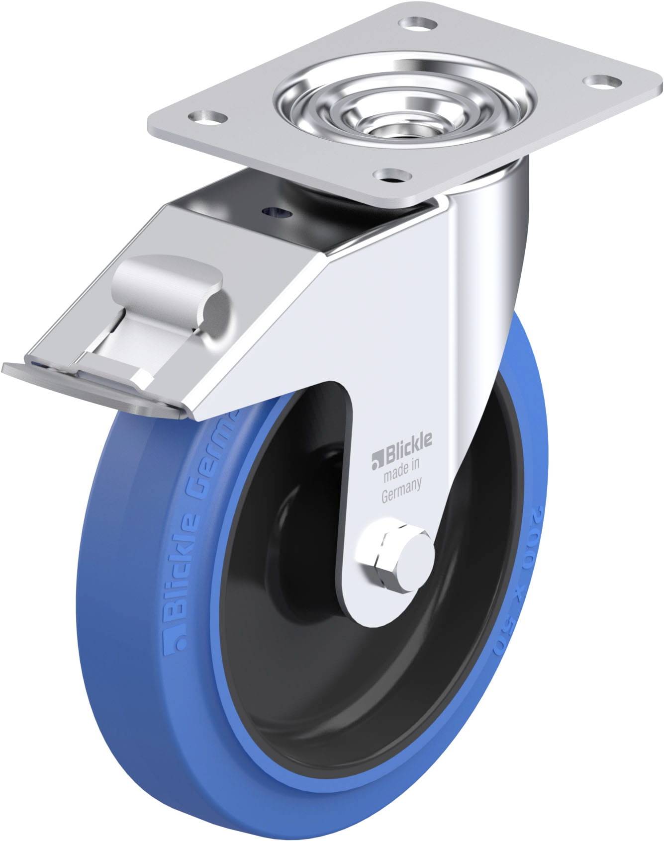 Blickle 850268 LE-POEV 200XR-FI-SB Acéllemez forgógörgő KerékØ: 200 mm Teherbírás (max.): 300 kg 1 db