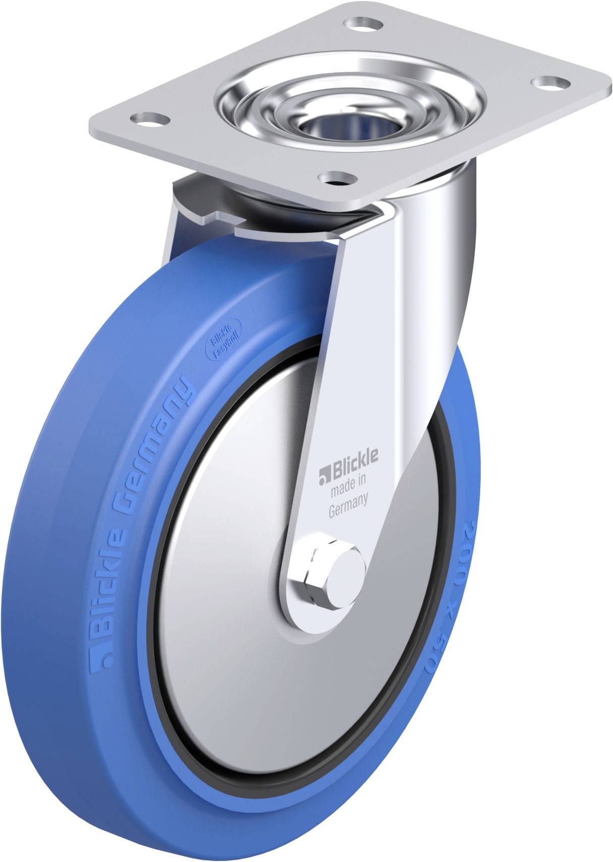 Blickle 850284 LE-POEV 200XR-SB-FA Acéllemez forgógörgő KerékØ: 200 mm Teherbírás (max.): 300 kg 1 db