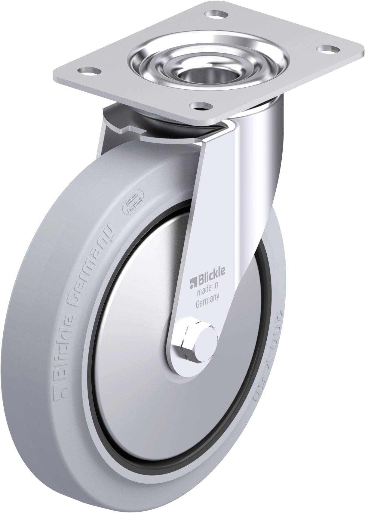 Blickle 850285 LE-POEV 200XR-SG-FA Acéllemez forgógörgő KerékØ: 200 mm Teherbírás (max.): 300 kg 1 db