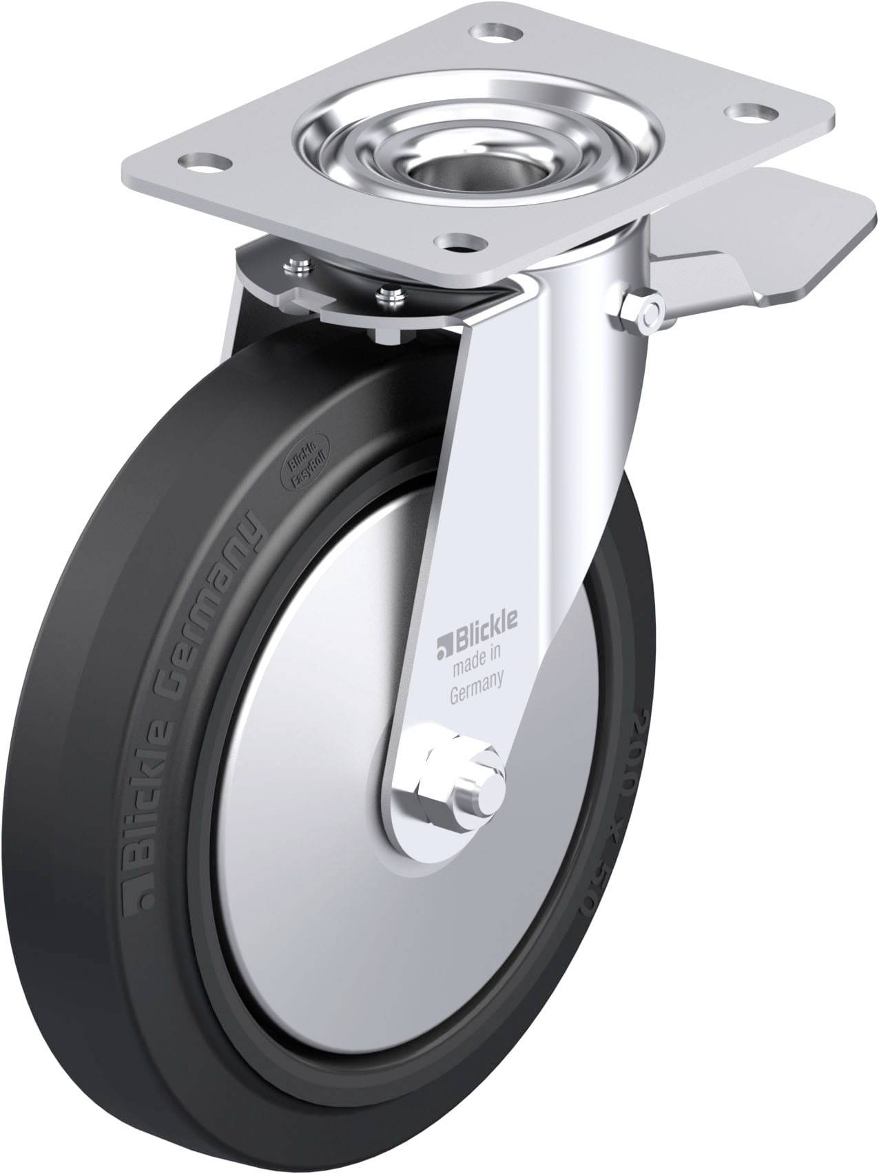 Blickle 850276 LE-POEV 200XR-ST-FA Acéllemez forgógörgő KerékØ: 200 mm Teherbírás (max.): 300 kg 1 db